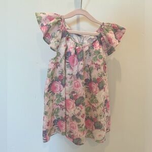 LoveShackFancy Girls floral print Baby Lou Toddler dress pink size 3yrs 3T